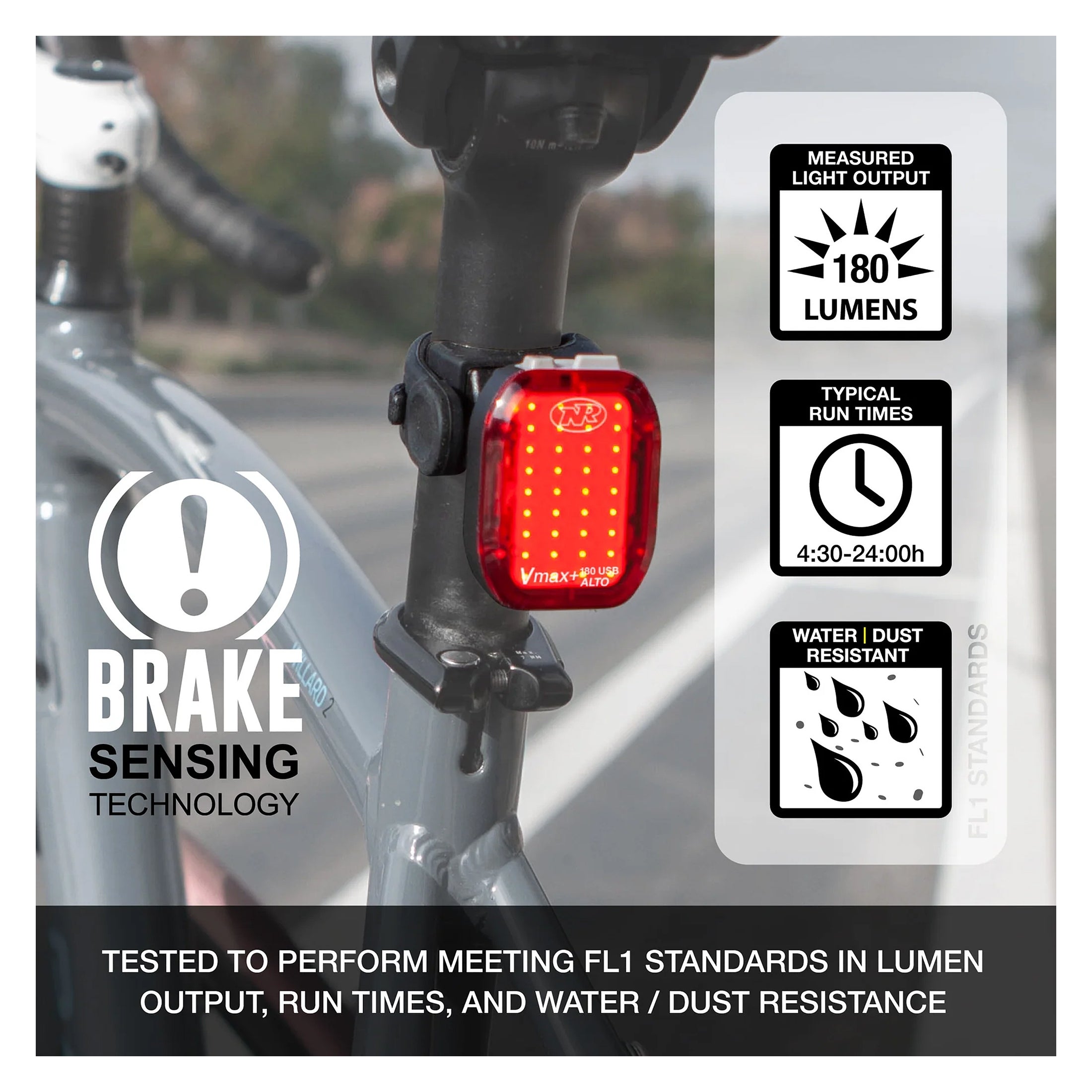 NiteRider Vmax+ 180 Alto Bicycle Tail Light