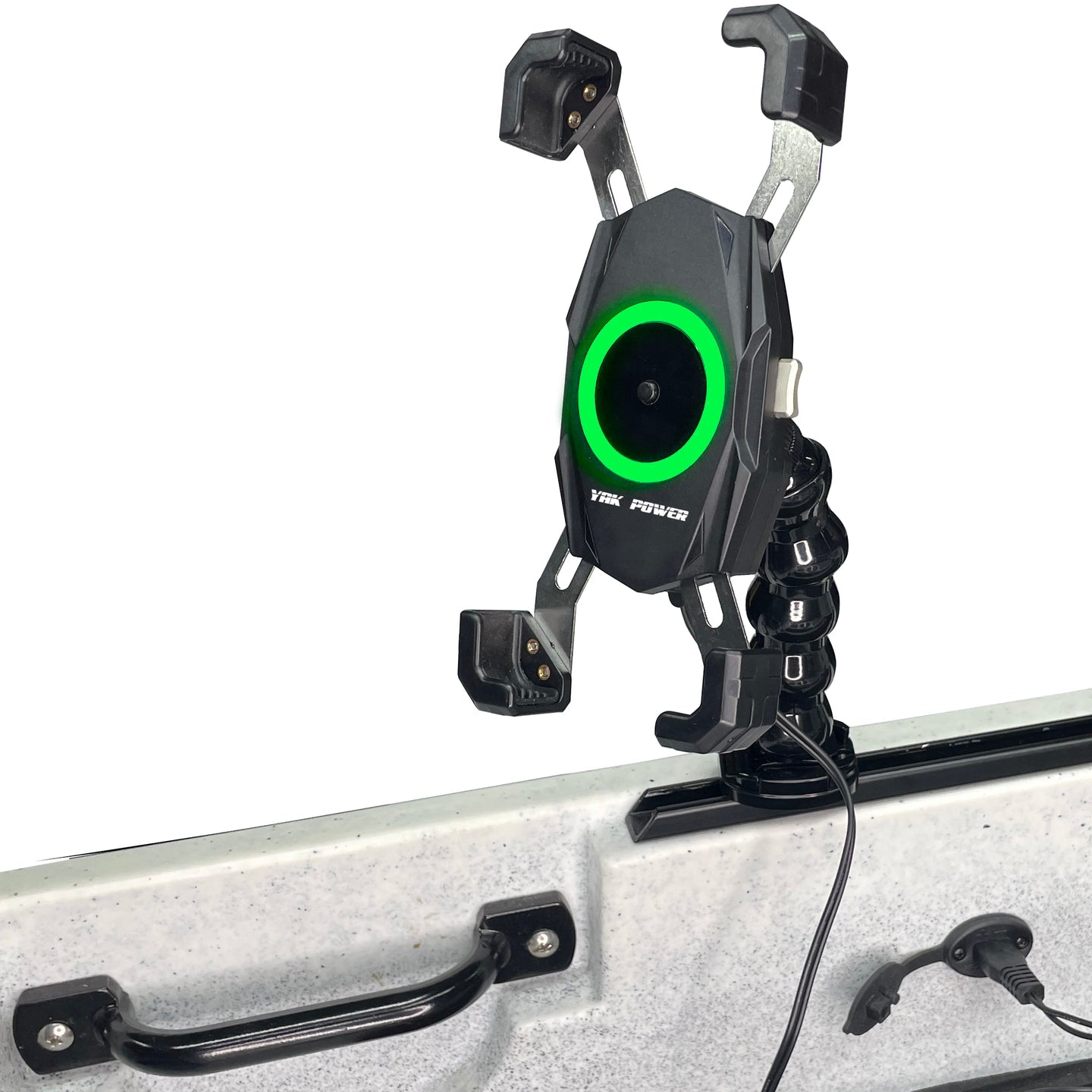 Yak Power 12 Volt Mobile Phone Wireless Fast Charger (15W) | One Hand Operation | 360 Degree Adjustable Gooseneck Action Mount