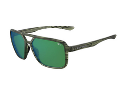 Tifosi Optics Salto Sunglasses Olive Stripe Fade Frame Emerald Mirror Polarized Lenses