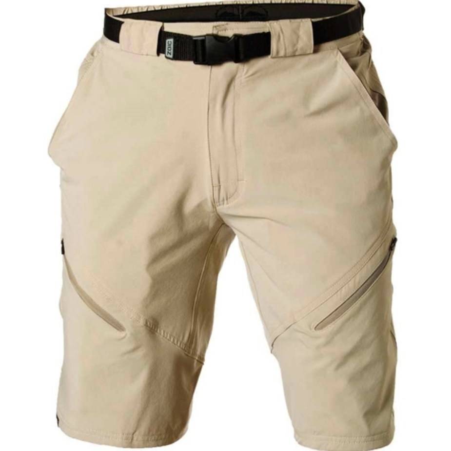 Zoic-Mens-Black-Market-Small-Tan-Bike-Shorts-with-Essential-Liner